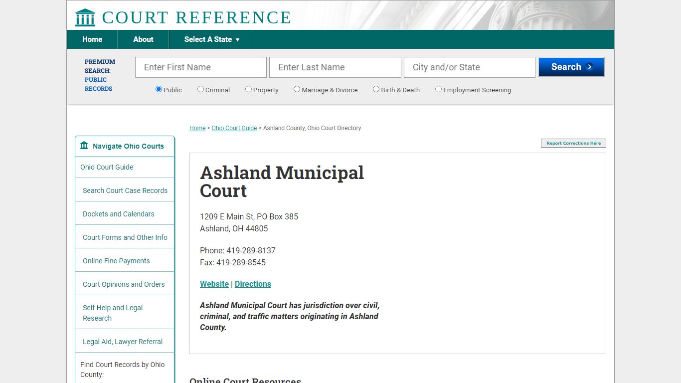 Ashland Municipal Court - Courtreference.com